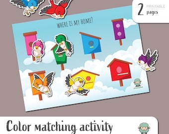 Birds Color Matching Game For Toddlers - Homeschool And Preschool Montessori Materials - Download Printable PDF