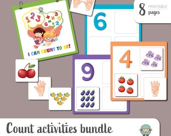 Count And Match Busy Book - Montessori Printable Math Worksheets For Homeschool And Preschool - Instant Download PDF