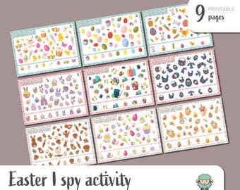 Easter I Spy Activity, Counting Learning, Kids Math Worksheets, Montessori Materials, Math Printables For 1st Grade, Instant Download