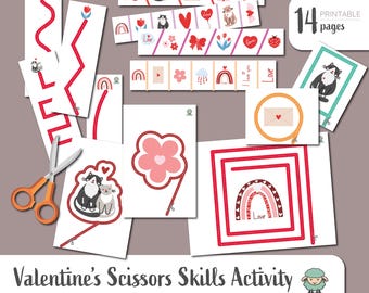 Valentine's Day Scissors Skills Activity Sheets For Toddlers - Montessorri Printable Materials For Homeschool And Preschool Learning
