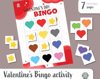 Valentine's Bingo Game For Toddlers, Valentine's Day Activity Sheets, Toddler Worksheet, Printable Materials For Homeschool