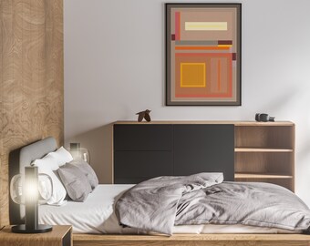 Lámina geométrica abstracta de mediados de siglo - Arte mural moderno y colorido para imprimir