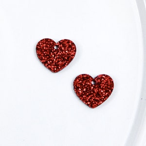 Valentines earring blanks, acrylic earrings blanks, stud dangle earring supplies, glitter red heart earring blanks, wholesale blanks for