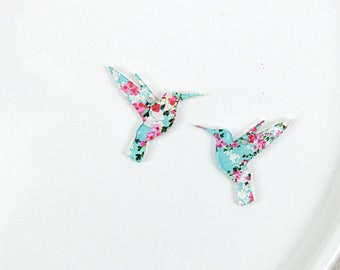 Cherry Blossom Hummingbird earring blank, floral acrylic earring blank for jewelry maker, DIY earrings, wholesale jewelry, flower earrings