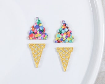 Ice cream cone earring blanks, acrylic earring blanks, summer themed earring blanks, jewelry supply, wholesale earrings for earring makers