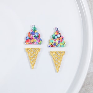 Ice cream cone earring blanks, acrylic earring blanks, summer themed earring blanks, jewelry supply, wholesale earrings for earring makers