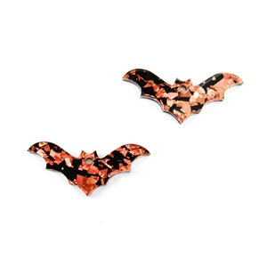 Black and orange bat earring blanks, acrylic earring blanks, Halloween chunky glitter earring blanks, jewelry supply, wholesale earring
