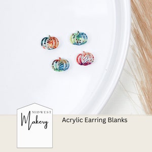 Fall pumpkin earring blanks, pumpkin acrylic stud earring blanks, wholesale earring blanks for jewelry makers, DIY stud earring blanks