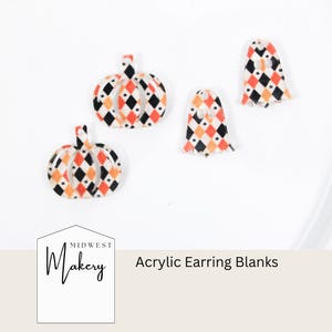 Diamond pumpkin earring blanks, fall ghost acrylic earring blank, DIY earrings, wholesale earring blanks, Halloween earring blanks, trick