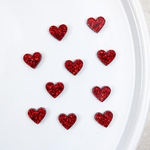 Heart stud earring blanks, red glitter acrylic earring blanks, DIY Earring supplies, wholesale earring blanks for earring makers, Valentines