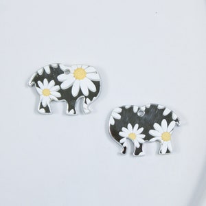 Elephant earring blanks, floral acrylic stud dangle earrings, DIY blanks for jewelry makers, wholesale earring supplies, mirrored acrylic