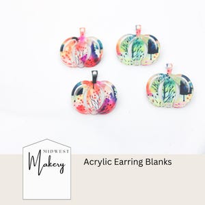 Watercolor pumpkin earring blanks, fall pumpkin acrylic earring blank, DIY earrings, wholesale earring blanks, earring supplies for maker