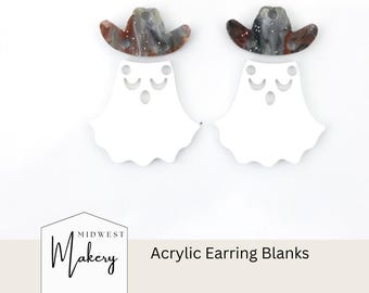 Cowboy ghost earring blanks, Country themed acrylic earring blanks, Halloween earring blanks, jewelry supply, wholesale earrings for fall