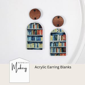 Book lovers earring blanks, book acrylic earring blanks for jewelry maker, DIY earrings, wholesale earring blank, bookshelf earrings, wood