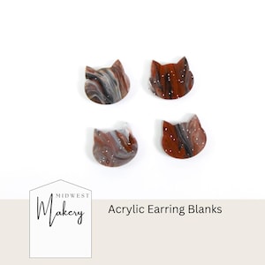 Tabby Cat earring blanks, Cat face acrylic earring blanks, wholesale earring blanks for jewelry, DIY stud earrings, Halloween earring blanks