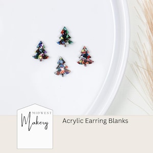 Christmas tree stud earring blanks, chunky glitter acrylic earring blanks, DIY Earring supplies, wholesale earring blanks for earring makers