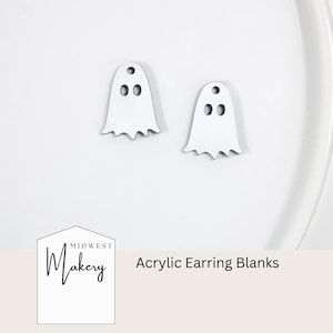White Ghost earring blanks, Halloween acrylic earring blank, DIY earrings, wholesale earring blanks, spooky earring blanks for craft fairs