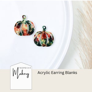 Fall pumpkin earring blanks, pumpkin acrylic earring blank, DIY earrings, wholesale earring blanks, fall colors earring supplies for makers