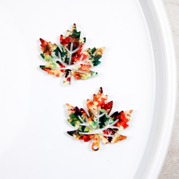 Maple leaf earring blanks, fall leaf acrylic earring blank, DIY earrings, wholesale earring blanks, fall colors earring supplies for makers