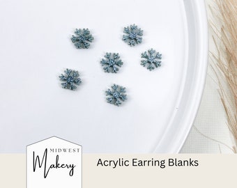 Ébauches de boucles d&#39;oreilles bleues flocon de neige, boucles d&#39;oreilles acryliques flocon de neige scintillant, fournitures de boucles d&#39;oreilles bricolage, ébauches de boucles d&#39;oreilles en gros, boucles d&#39;oreilles de Noël