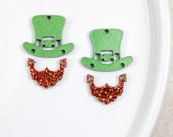 Leprechaun Gnome earring blanks, acyrlic earring blanks, DIY blanks for earring makers, wholesale earring supplies, St Patricks Day earring