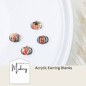 Fall pumpkin earring blanks, pumpkin acrylic stud earring blanks, wholesale earring blanks for jewelry makers, DIY stud earring blanks