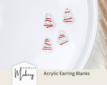 Ébauches de boucles d&#39;oreilles en forme de gâteau de Noël, boucles d&#39;oreilles en acrylique rouge et blanc, fournitures de boucles d&#39;oreilles bricolage, ébauches de boucles d&#39;oreilles en gros, boucles d&#39;oreilles de Noël