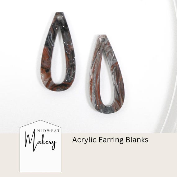 Brown Marble Earring Blanks, Neutral Acrylic Earring Blank, DIY