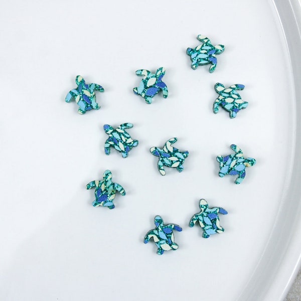 Sea turtle stud earring blanks, glitter blue acrylic earring blanks, wholesale earring blanks for jewelry makers, DIY turtle stud earrings