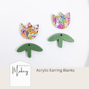 Tulip earring blanks, acrylic earring blanks, spring themed earring blanks, jewelry supply, wholesale earrings for earring makers