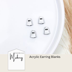 White Ghost earring blanks, ghost acrylic stud earring blanks, wholesale earring blanks for jewelry maker, DIY stud earrings, halloween stud
