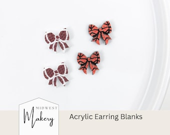 Basketball stud earring blank, sports acrylic earring blank, wholesale earring blank for jewelry maker, DIY bow earring, Football bow blank