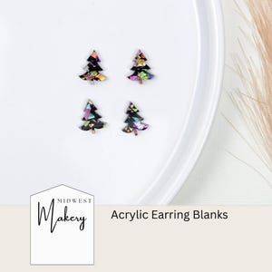 Christmas tree stud earring blanks, chunky glitter acrylic earring blanks, DIY Earring supplies, wholesale earring blanks for earring makers