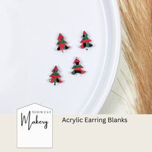Christmas tree stud earring blanks, Christmas present acrylic earrings, DIY Earring supplies, wholesale earring blanks, Christmas earrings