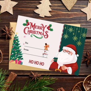 Merry Christmas Digital Cards, Printable Christmas Cards, Printable Santa Claus Christmas Cards, Digital Holiday Cards, Holiday Cards