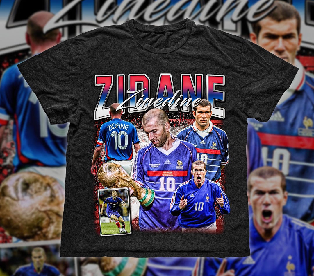 Retro Vintage 90s Graphic Zinedine Zidane T-shirt, France Tee