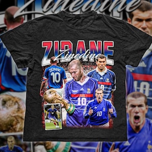 Retro Vintage 90s Graphic Zinedine Zidane T-Shirt, France Tee, Soccer T-Shirt, Bootleg Sport Tee, Cotton Tee