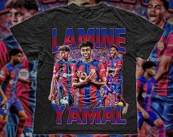 Lamine Yamal Bootleg Retro Vintage 90s Graphic T-Shirt, Barcelona Fc, Soccer Fan Gift, Bootleg Rap Tee, Barcelona Fan Gift, Barcelona Jersey