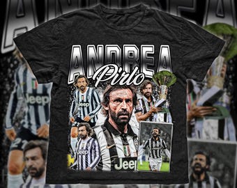 Retro Vintage 90s Graphic Andrea Pirlo T-Shirt, Juventus Tee, Soccer T-Shirt, Bootleg Sport Tee, Cotton Tee