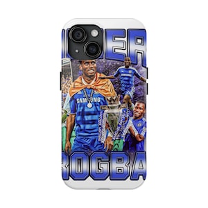 Didier Drogba football phone case, Chelsea FC soccer phone case iPhone 16 15 14 13 12 11 X XR 8 7 Samsung S24 S23 S22 S21