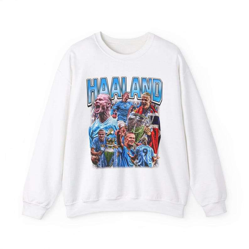 Retro Vintage 90s Graphic Erling Haaland Sweatshirt, Man City
