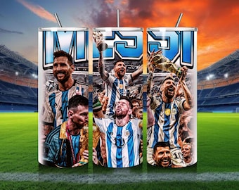 Lionel Messi 20oz  Tumbler Wrap, Messi Fan, Argentina World Cup, Soccer Fan Gift, Straight & Tapered Tumbler Wrap, PNG DIGITAL DOWNLOAD