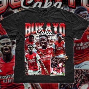 Bukayo Saka Shirt, Saka Vintage 90s Bootleg Graphic Shirt, Arsenal Fan, Retro Arsenal Jersey, Bukayo Saka Fan Gift, Arsenal Fan Gift