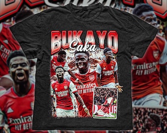 Bukayo Saka Shirt, Saka Vintage 90s Bootleg Graphic Shirt, Arsenal Fan, Retro Arsenal Jersey, Bukayo Saka Fan Gift, Arsenal Fan Gift