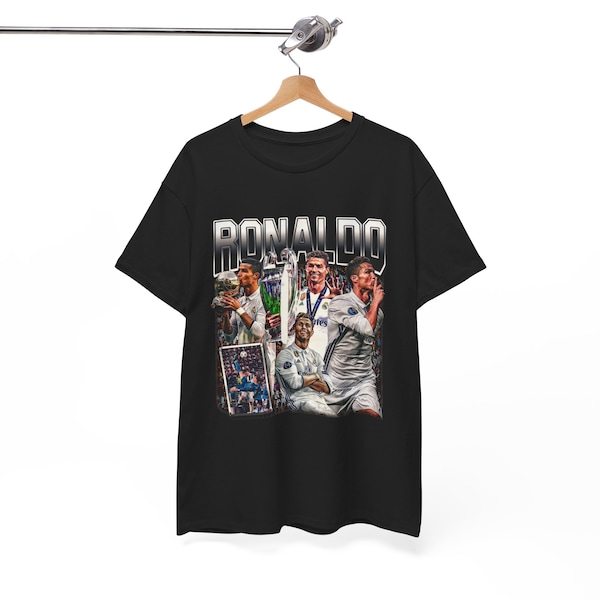 Retro Vintage 90s Graphic Cristiano Ronaldo Camiseta, Camiseta del Real Madrid, Camiseta de fútbol, Camiseta deportiva pirata, Camiseta de algodón