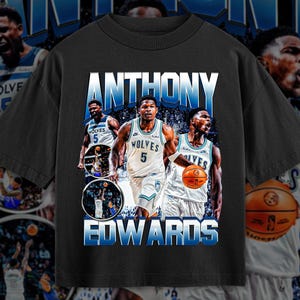 Koszulka Anthony&#39;ego Edwardsa z lat 90., retro graficzna koszulka rapowa z lat 90., prezent dla fana Minnesoty Timberwolves