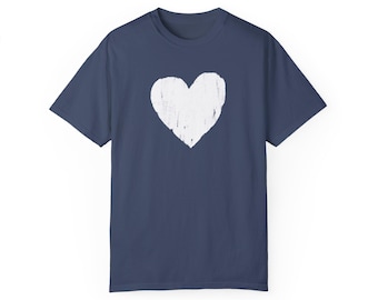 White Heart T-shirt (Midnight) | Fashion T-shirt | Trendy T-shirt | Heart T-shirt | Graphic T-shirt | Statement T-shirt | Graphic Tee