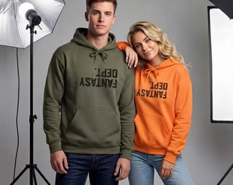 FANTASY DEPT. Unisex Hoodie | Upside Down Text | Trendy | Graphic Hoodie | Statement Hoodie | Fashion Hoodie