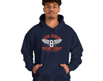 Raw Denim Hoodie | Flying Eight Hoodie | Flying 8 Hoodie | Men's Hoodie | Women's Hoodie | Back to School |Trendy  Hoodies | Nike Hoodie |