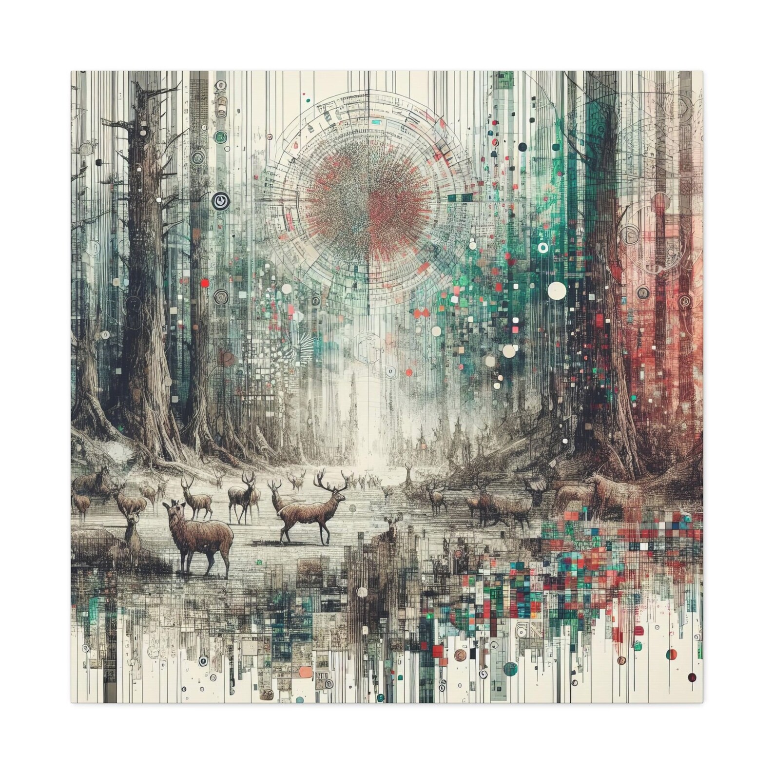 Natures Interface Canvas Print Nature Wall Arts Forest Deer Interface ...